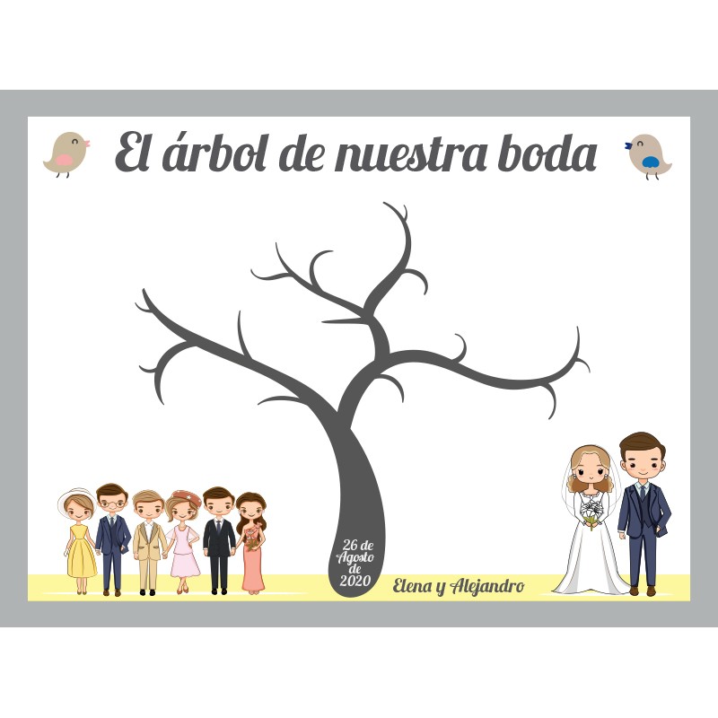 Cuadro con marco Huellas Boda Personalizado