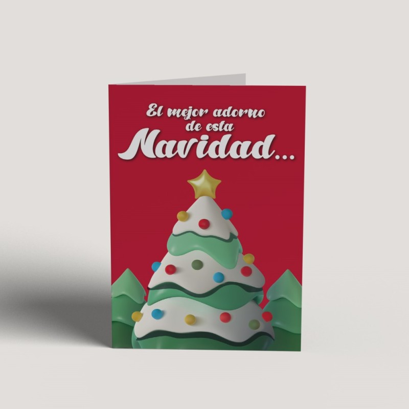 Felicitacion navideña con imagen de arbol de navidad