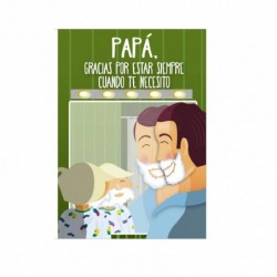 tarjeta felicitación para día del padre, para papás, con diseño padre e hijo afeitándose juntos
